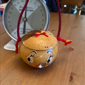 Vintage Coconut Shell Handbag with Red Accents 1940’s vintage